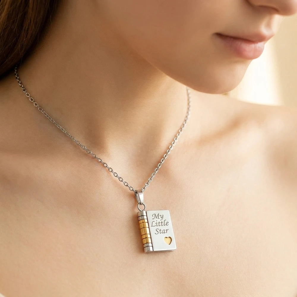 Collar My Little Star – Dije Relicario con Mensaje Secreto para Hija, Regalo de Mamá o Papá