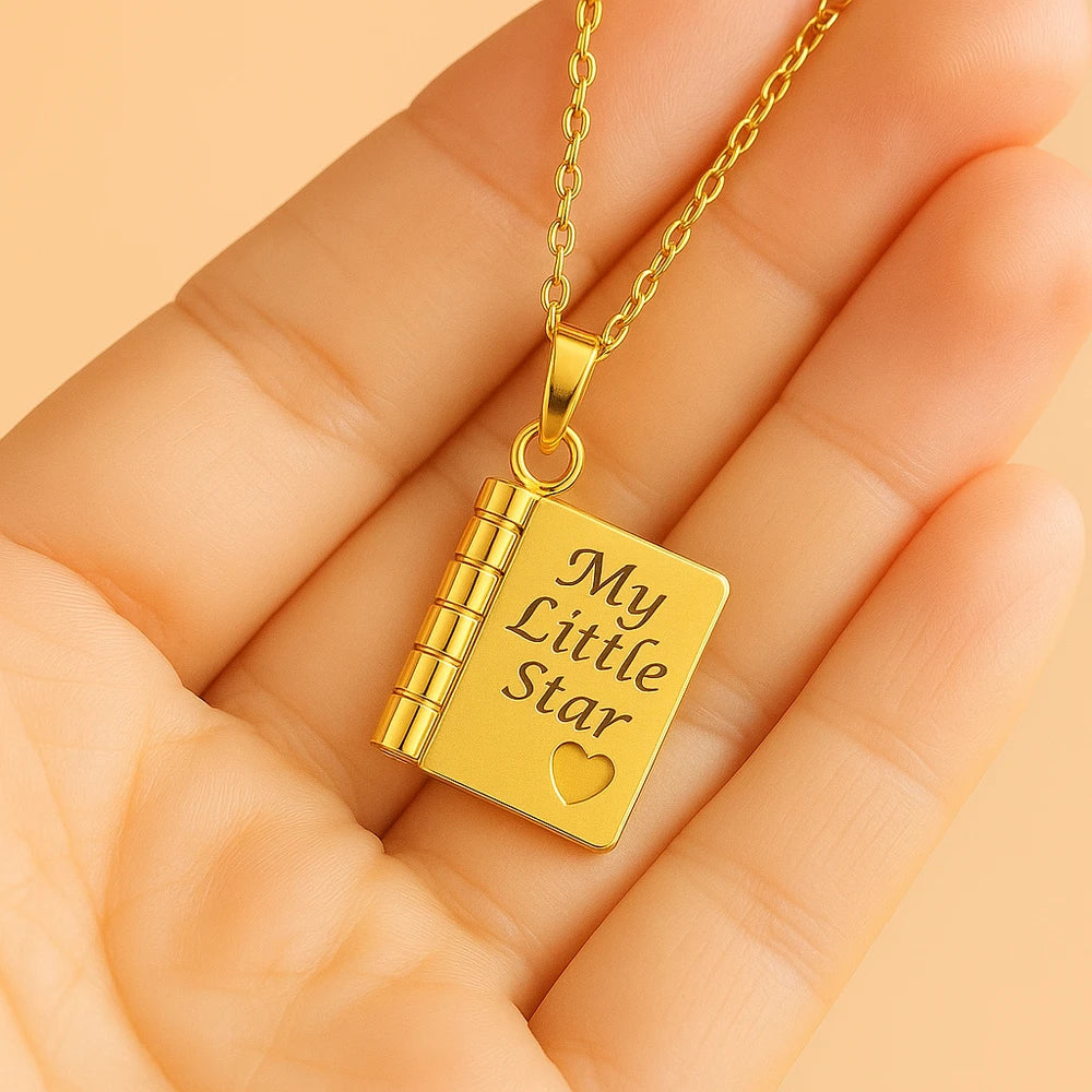 Collar My Little Star – Dije Relicario con Mensaje Secreto para Hija, Regalo de Mamá o Papá