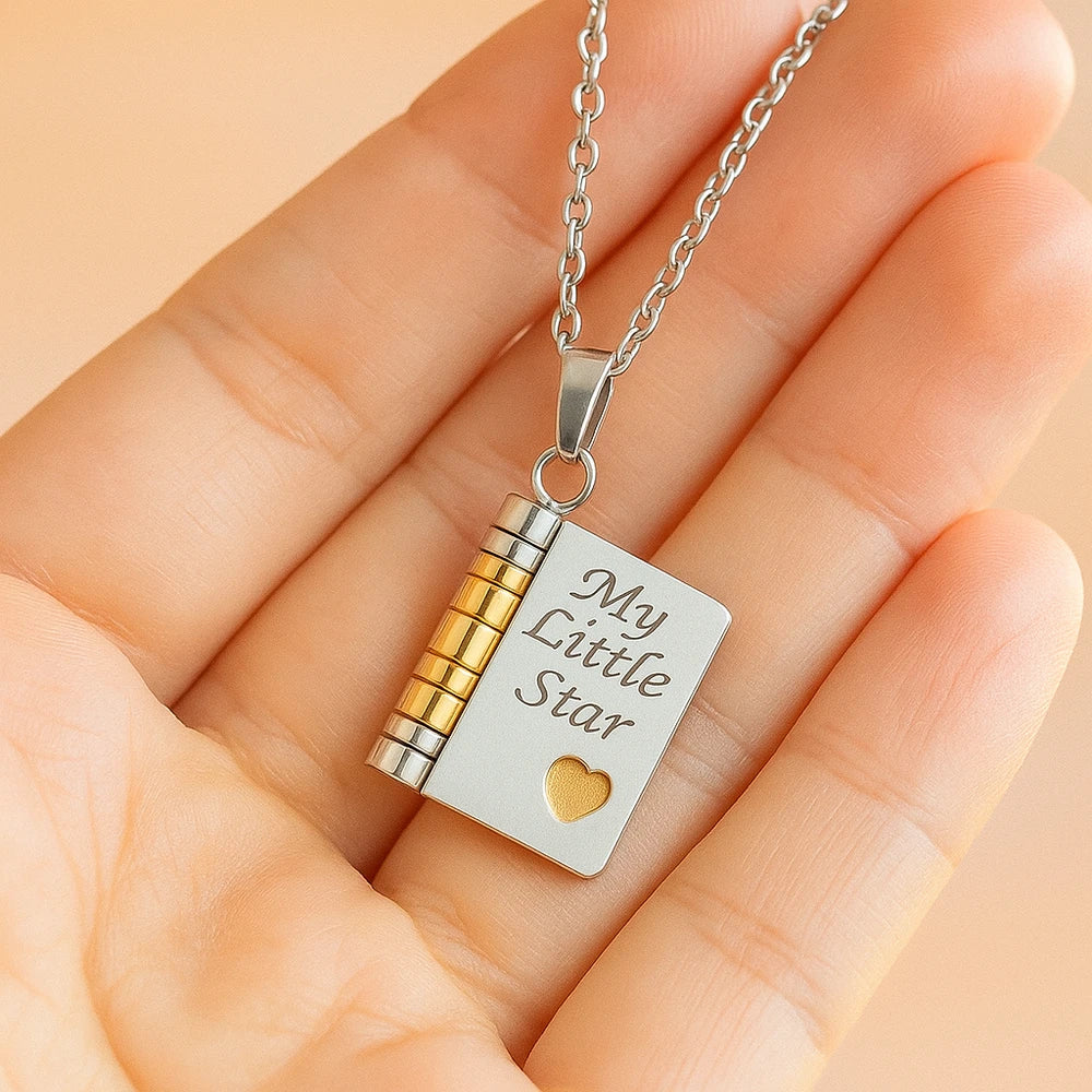Collar My Little Star – Dije Relicario con Mensaje Secreto para Hija, Regalo de Mamá o Papá